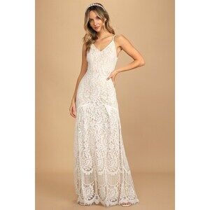 Lulus Flynn White Lace Maxi Dress - Size S